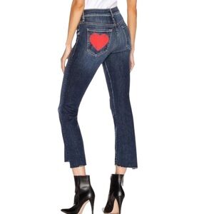 MOTHER Insider Crop Step Fray Blue Denim Jeans Love on the Edge Heart Size 27